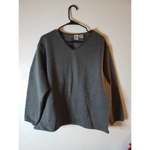 Vtg The Body Co. V-Neck 3/4 Sleeve Cropped Athletic Sweatshirt Charcoal XL